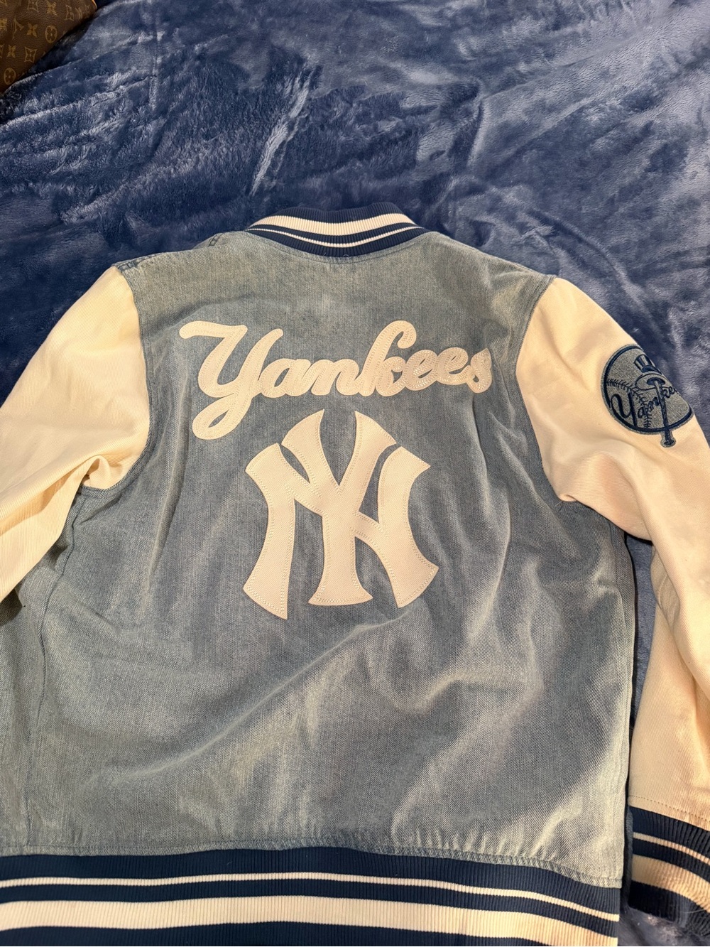 New York Yankees Varsity Jacket - Light Blue & Cream